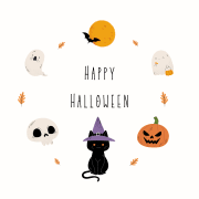 Happy Halloween with cats and pumpkins