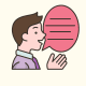 Picture of man with speech bubble